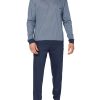 Manner Calida Wasche | Pyjama Lang Herren Pyjama Mit Bu00Fcndchen, Indigo Mood