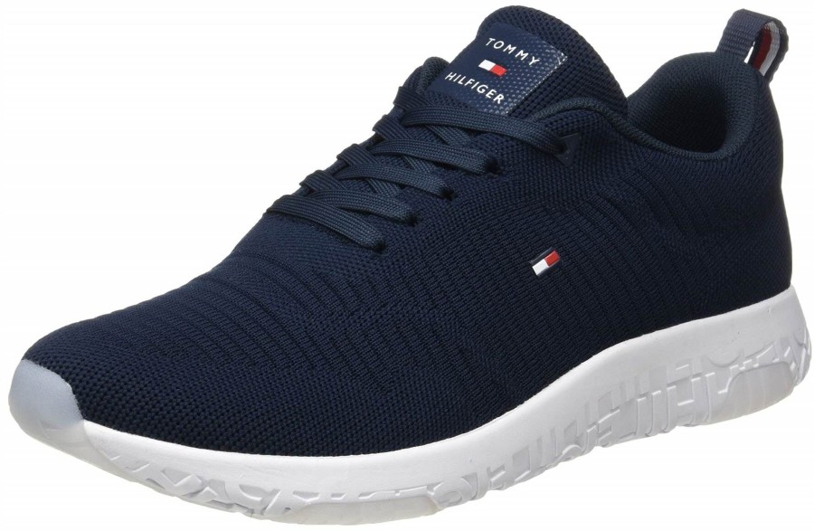 Manner Tommy Hilfiger Slipper | Klassische Slipper Blau Corporate Knit Rib Runner