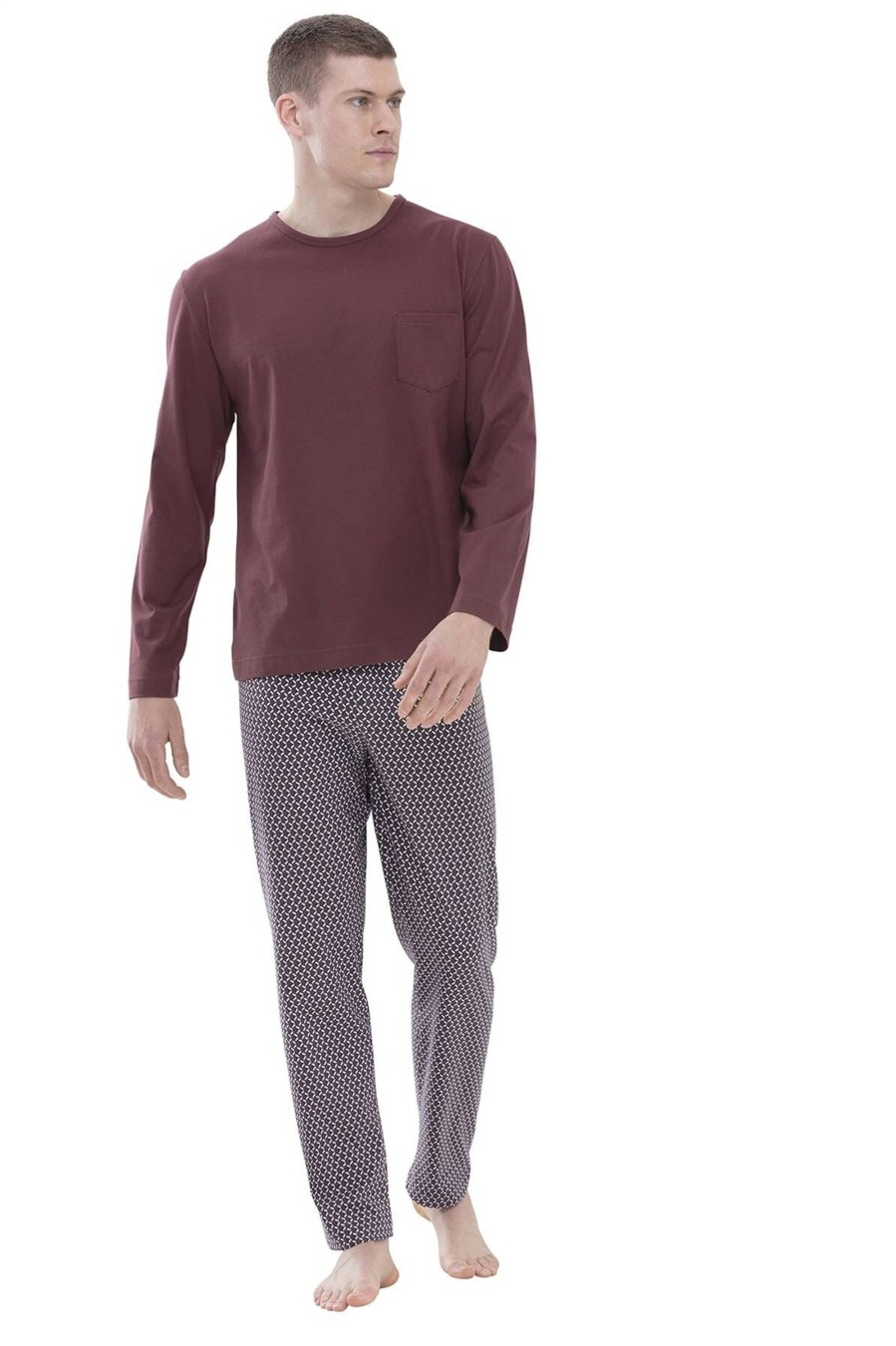 Manner Mey Wasche | Pyjama Lang Anzug Lang, Oxblood