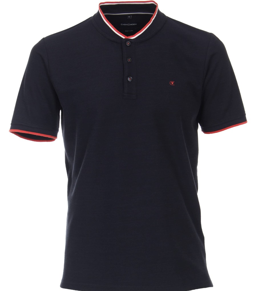 Manner Venti Shirts | Rundhals T-Shirt Polo Mit College-Kragen