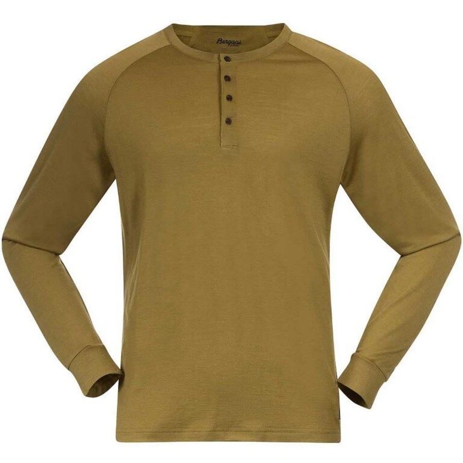 Manner Bergans Shirts | Rundhals T-Shirt Lysebu Wool Henley