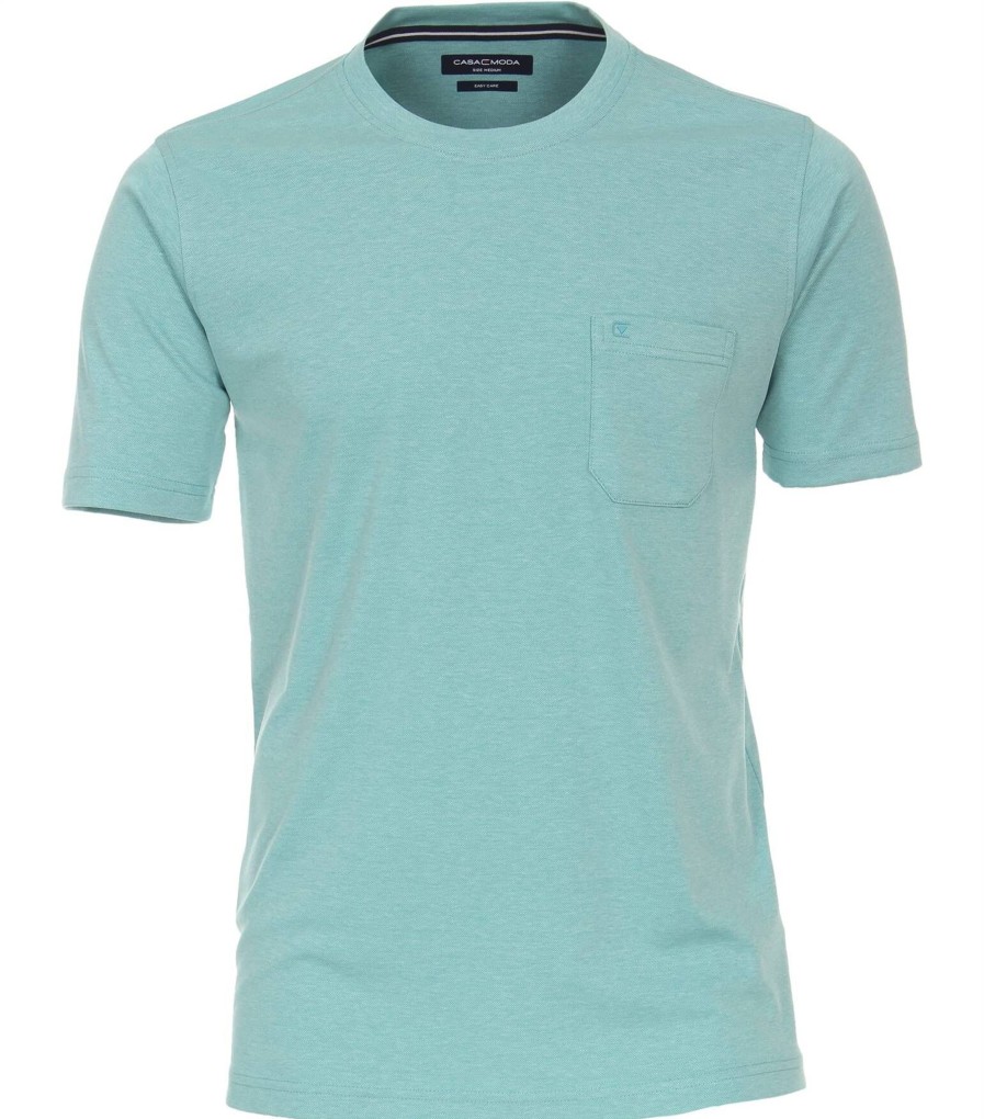 Manner Katt Shirts | Poloshirt Kurzarm T-Shirt O-Neck, 358 Tuerkis