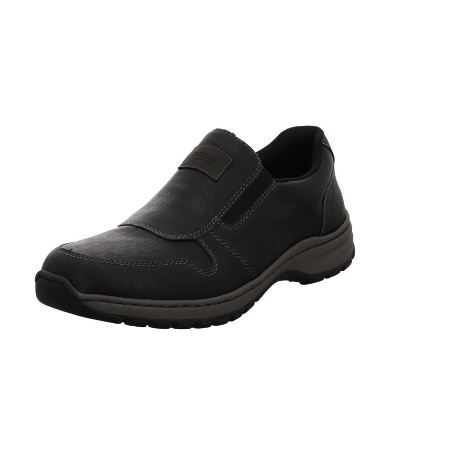 Manner Rieker Slipper | Komfort Slipper Schwarz Hwk Herren Halbschuhe