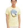 Manner Tom Tailor Shirts | Rundhals T-Shirt Slub T-Shirt With Print, Elfin Yellow