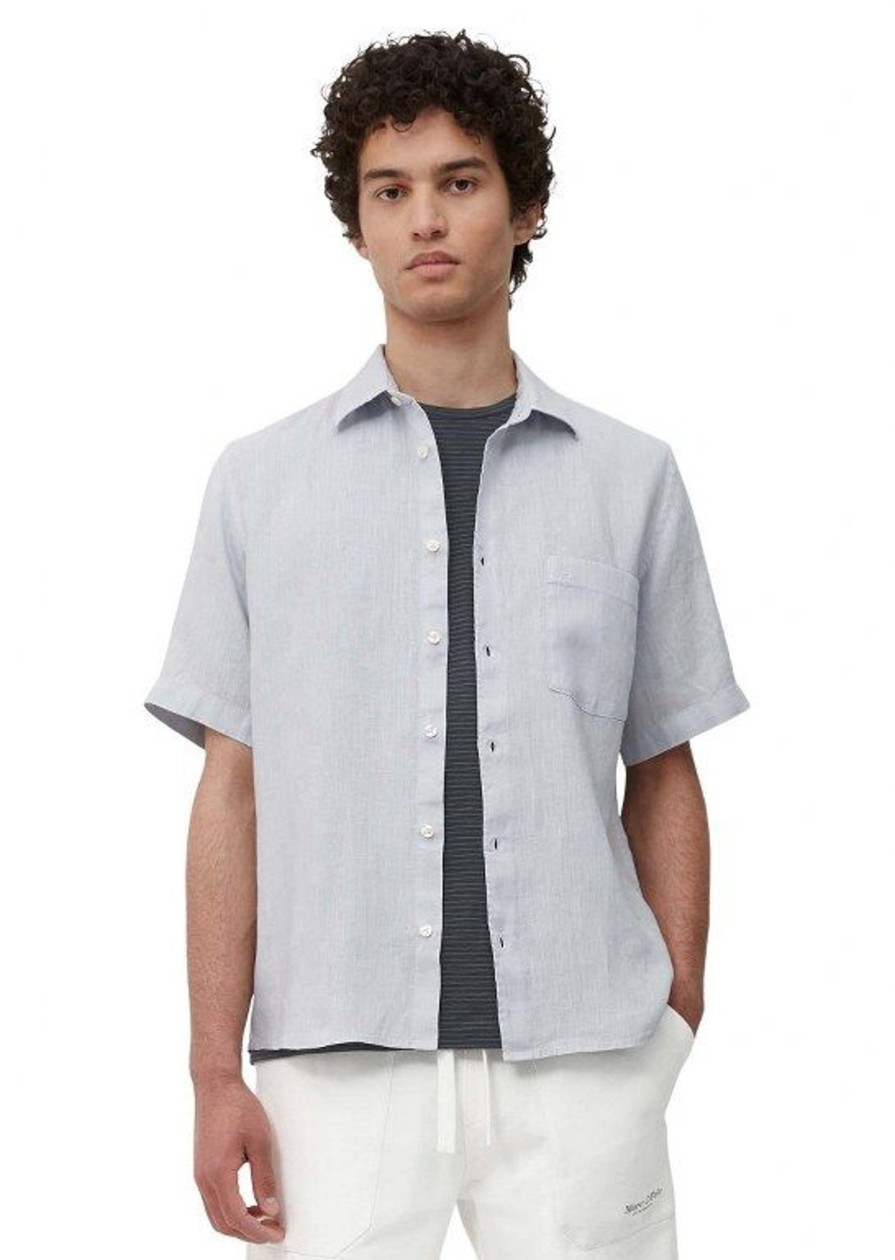 Manner Marc O Shirts | Rundhals T-Shirt Kent Collar, Short Sleeve, One Ches